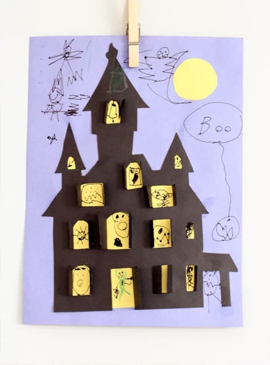 haunter house paper Halloween Crafts For Kids