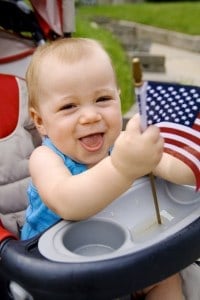 child_with Fourth of July flag