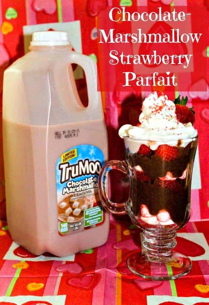 Looking for an easy and delicious Valentine's Day snack for kids? Try out Chocolate Marshmallow Strawberry Parfait made with yummy TruMoo!