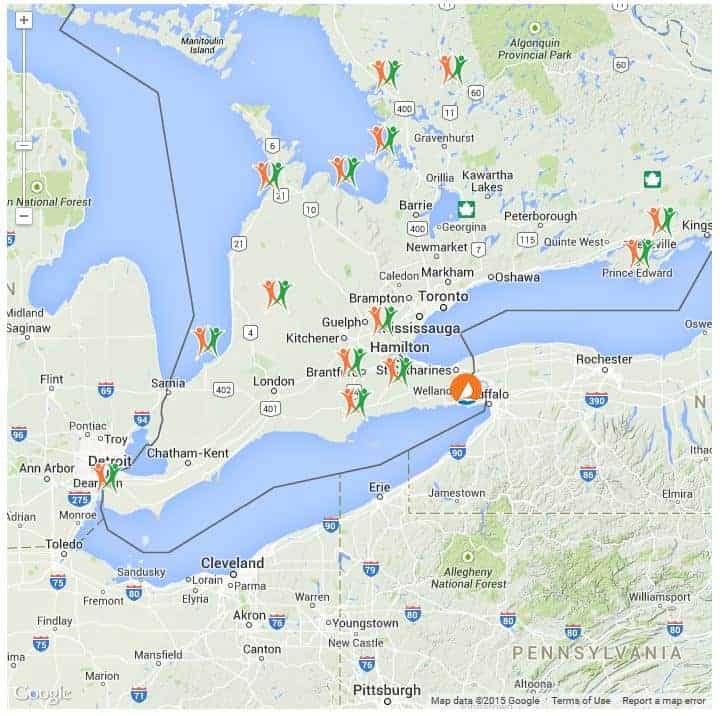 Ontario Carefree RV Resorts Map
