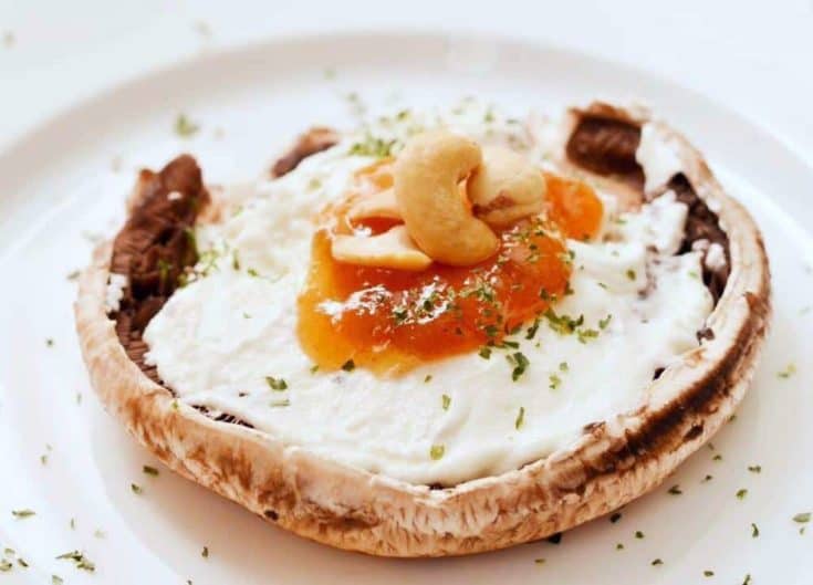 Grilled Portobello Mushroom Stuffed with Goat Cheese & Mango Chutney 