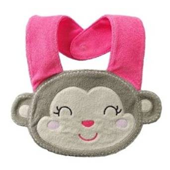NEW Carter's Pink Monkey Baby Girl Terry Cloth Teething Drool Bib 