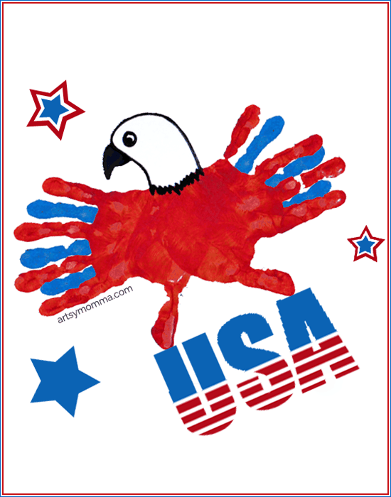 All-American-Eagle-Handprint-Craft Labor Day Crafts for Kids