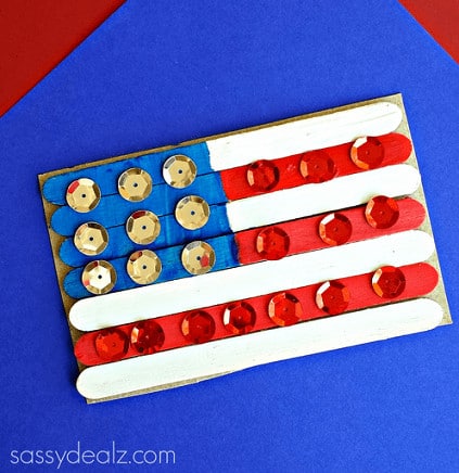popsicle-stick-american-flag-craft Labor Day Crafts for Kids