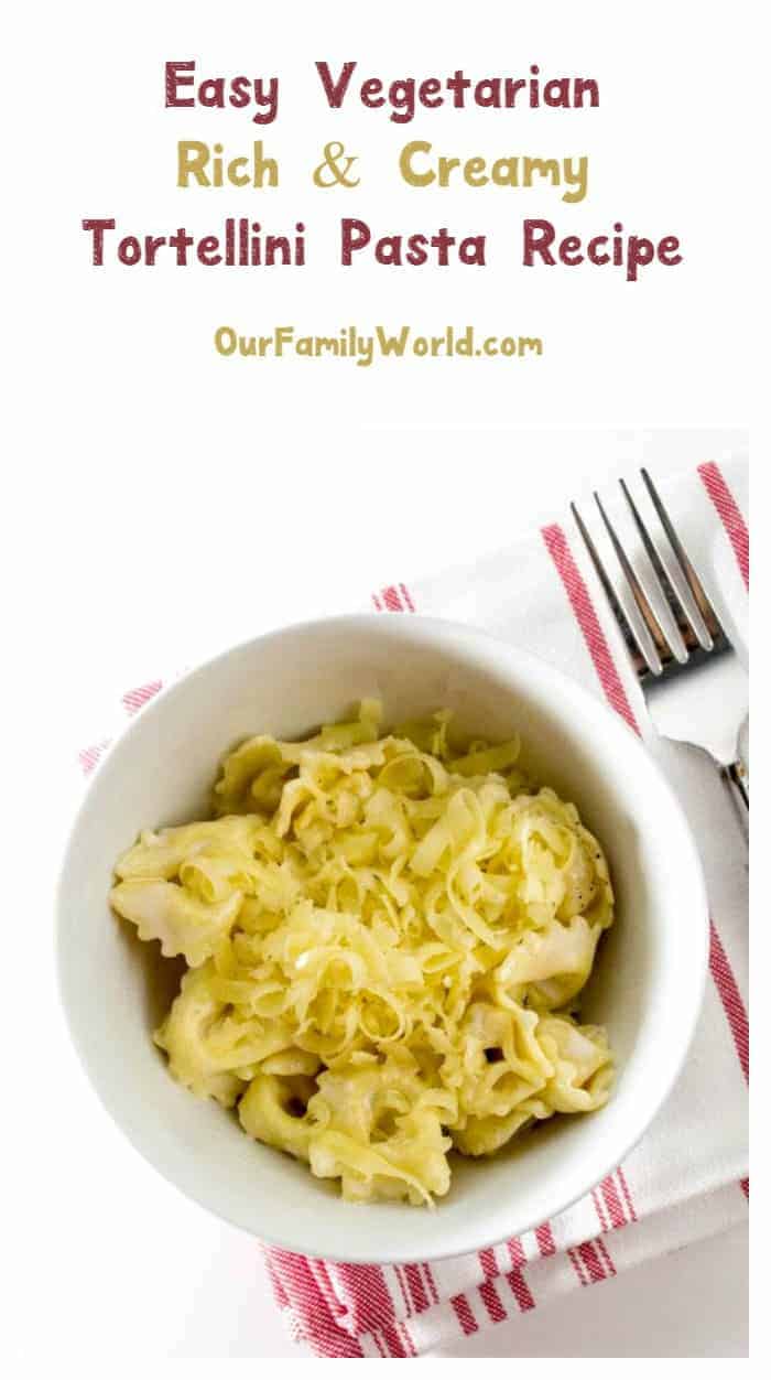 Looking for an easy vegetarian pasta recipe? It doesn't get much simpler than our creamy tortellini! So rich & cheesy! Grab the recipe!