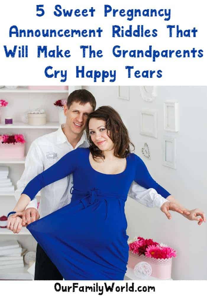 These are adorable! 5 sweet riddles for your pregnancy announcements for the grandparents.