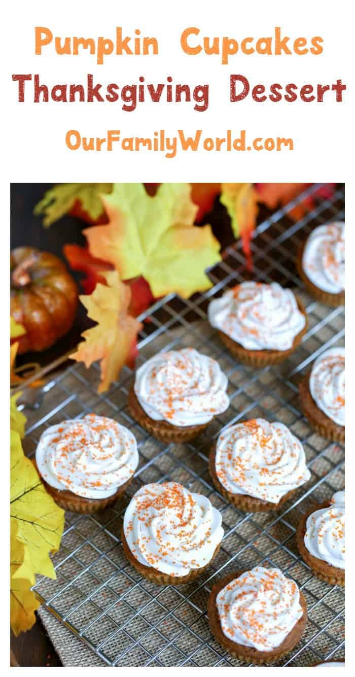 Looking for a delicious Thanksgiving dessert recipe? Step outside the pie plate and whip up these yummy pumpkin cupcakes instead!
