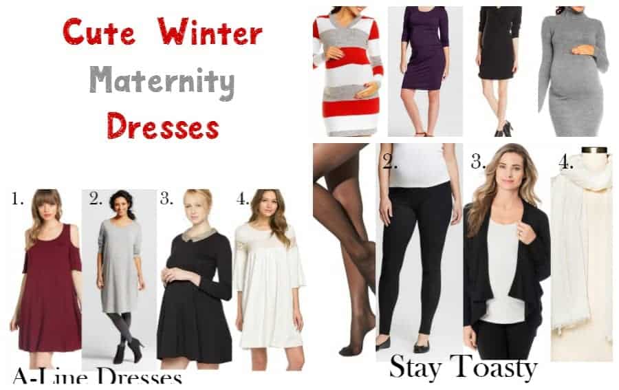 With all the parties coming up, you'll need at least a few cute winter maternity dresses! Check out our favorites plus accessories to keep you toasty!