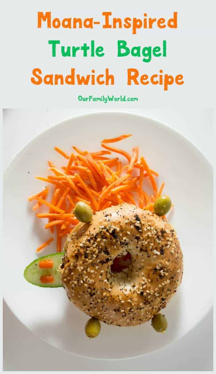 With back to school season right around the corner, it’s time to plan some easy lunch recipes! Kids will go crazy for this adorable Moana-inspired turtle bagel sandwich recipe!