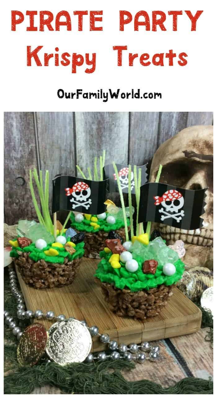 Throwing a Pirates of the Caribbean party? You need these adorable Pirate Party Krispy Treats! Grab the recipe!