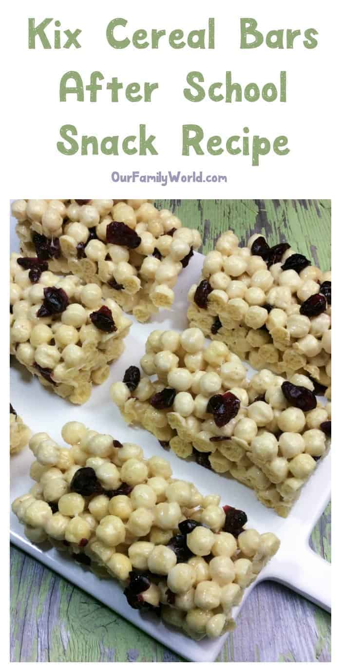 Need an easy after school snack idea that your kids will devour? Check out our super simple Kix cereal bars recipe! Yum!