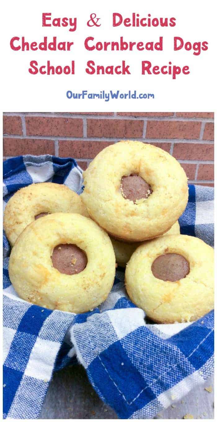 Need a fast, easy and delicious after school snack for the kiddos? Try our cheddar cornbread dogs recipe! It's the carnival food your kids love without all the extra fat and calories!