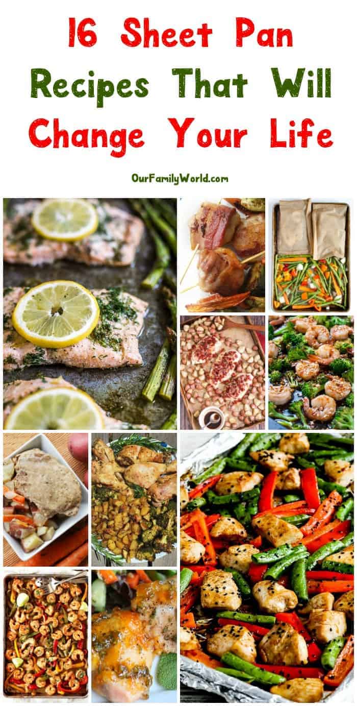 Looking for a few new go-to recipes for those crazy nights? These 16 sheet pan recipes will absolutely change your life! Check them out!